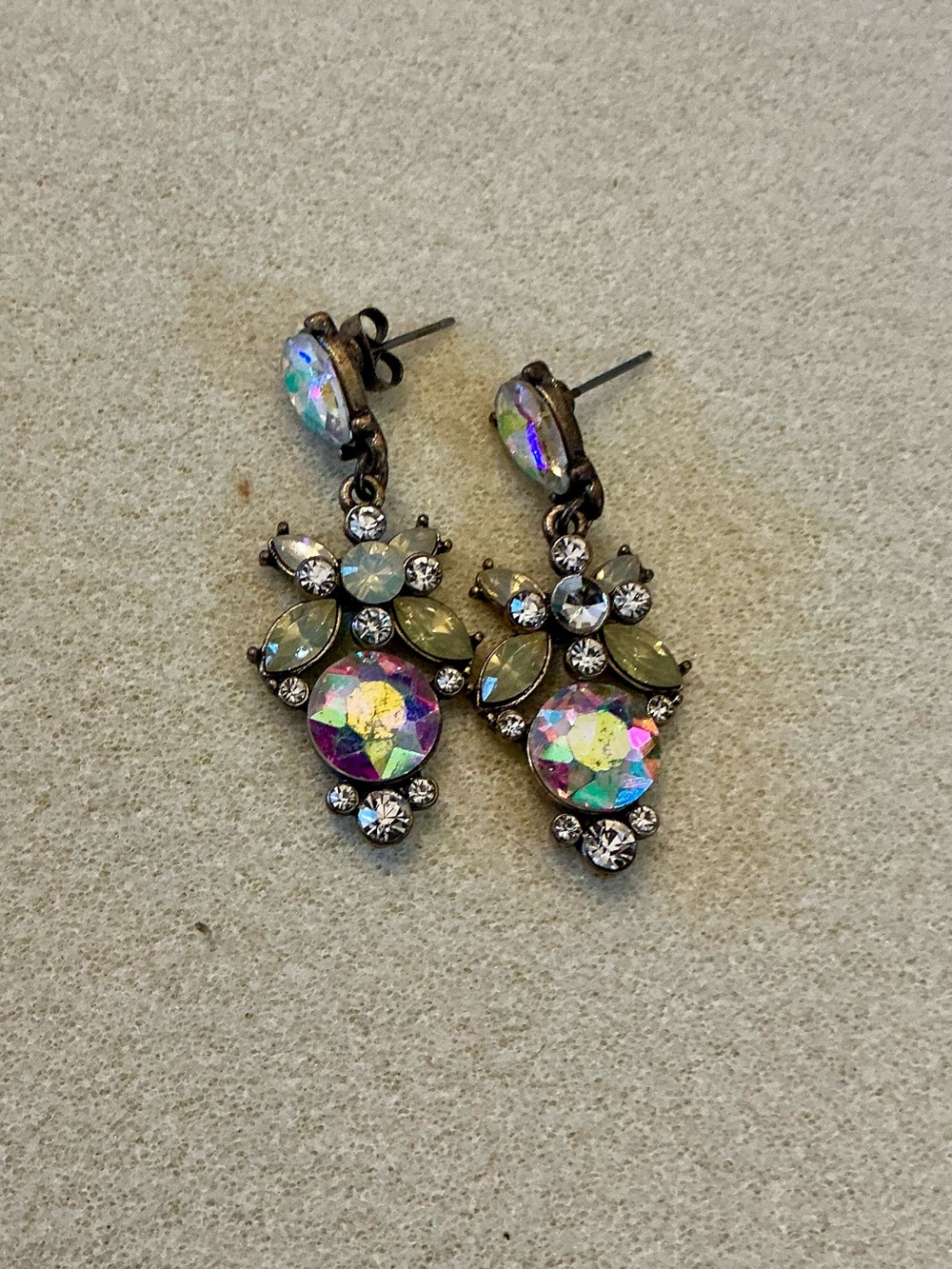 Aurora Crystal Drop Stud Earrings - Iridescent